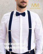Massi Morino Hosenträger mit Fliege Set Herren und Damen inkl. verstellbarer Fliege und Geschenkbox - Y-Form Hosenträger zur Hochzeit