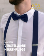 Massi Morino Hosenträger mit Fliege Set Herren und Damen inkl. verstellbarer Fliege und Geschenkbox - Y-Form Hosenträger zur Hochzeit