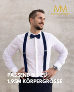 Massi Morino Hosenträger mit Fliege Set Herren und Damen inkl. verstellbarer Fliege und Geschenkbox - Y-Form Hosenträger zur Hochzeit
