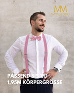 Massi Morino Hosenträger mit Fliege Set Herren und Damen inkl. verstellbarer Fliege und Geschenkbox - Y-Form Hosenträger zur Hochzeit