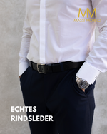 Massi Morino Ledergürtel Herren 3,5 cm - Vollledergürtel aus echtem Rindsleder inkl. Stoffbeutel - Geschenk für Männer
