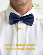 Massi Morino Fliege Herren vorgebunden und verstellbar - Einfarbige Anzugsfliege im Seidenlook - Bow Tie große Farbauswahl
