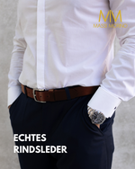 Massi Morino Ledergürtel Herren 3,5 cm - Vollledergürtel aus echtem Rindsleder inkl. Stoffbeutel - Geschenk für Männer