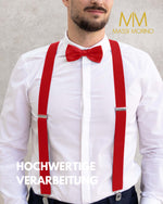 Massi Morino Hosenträger mit Fliege Set Herren und Damen inkl. verstellbarer Fliege und Geschenkbox - Y-Form Hosenträger zur Hochzeit