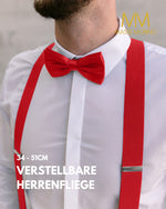 Massi Morino Hosenträger mit Fliege Set Herren und Damen inkl. verstellbarer Fliege und Geschenkbox - Y-Form Hosenträger zur Hochzeit