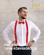 Massi Morino Hosenträger mit Fliege Set Herren und Damen inkl. verstellbarer Fliege und Geschenkbox - Y-Form Hosenträger zur Hochzeit