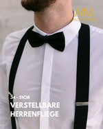Massi Morino Hosenträger mit Fliege Set Herren und Damen inkl. verstellbarer Fliege und Geschenkbox - Y-Form Hosenträger zur Hochzeit