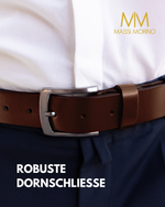 Massi Morino Ledergürtel Herren 3,5 cm - Vollledergürtel aus echtem Rindsleder inkl. Stoffbeutel - Geschenk für Männer