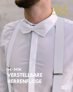 Massi Morino Hosenträger mit Fliege Set Herren und Damen inkl. verstellbarer Fliege und Geschenkbox - Y-Form Hosenträger zur Hochzeit