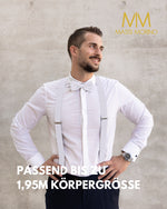 Massi Morino Hosenträger mit Fliege Set Herren und Damen inkl. verstellbarer Fliege und Geschenkbox - Y-Form Hosenträger zur Hochzeit