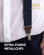 Massi Morino HosenträHerren 3,5 cm mit Echtleder - Y-Form Suspenders elastisch verstellbar inkl. Geschenkbox