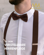 Massi Morino Hosenträger mit Fliege Set Herren und Damen inkl. verstellbarer Fliege und Geschenkbox - Y-Form Hosenträger zur Hochzeit