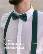 Massi Morino Hosenträger mit Fliege Set Herren und Damen inkl. verstellbarer Fliege und Geschenkbox - Y-Form Hosenträger zur Hochzeit