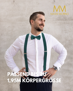 Massi Morino Hosenträger mit Fliege Set Herren und Damen inkl. verstellbarer Fliege und Geschenkbox - Y-Form Hosenträger zur Hochzeit