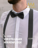 Massi Morino Hosenträger mit Fliege Set Herren und Damen inkl. verstellbarer Fliege und Geschenkbox - Y-Form Hosenträger zur Hochzeit