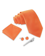 Massi Morino Krawatte mit Einstecktuch Set Herren inkl. Manschettenknöpfe, Krawattennadel und Geschenkbox - Männer Krawattenset zur Hochzeit