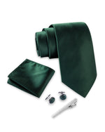 Massi Morino Krawatte mit Einstecktuch Set Herren inkl. Manschettenknöpfe, Krawattennadel und Geschenkbox - Männer Krawattenset zur Hochzeit