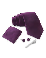 Massi Morino Krawatte mit Einstecktuch Set Herren inkl. Manschettenknöpfe, Krawattennadel und Geschenkbox - Männer Krawattenset zur Hochzeit