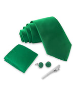 Massi Morino Krawatte mit Einstecktuch Set Herren inkl. Manschettenknöpfe, Krawattennadel und Geschenkbox - Männer Krawattenset zur Hochzeit