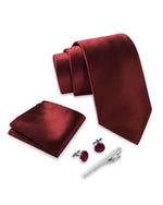 Massi Morino Krawatte mit Einstecktuch Set Herren inkl. Manschettenknöpfe, Krawattennadel und Geschenkbox - Männer Krawattenset zur Hochzeit