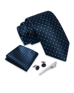 Massi Morino Krawatte mit Einstecktuch Set Herren inkl. Manschettenknöpfe, Krawattennadel und Geschenkbox - Männer Krawattenset zur Hochzeit