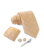 Massi Morino Krawatte mit Einstecktuch Set Herren inkl. Manschettenknöpfe, Krawattennadel und Geschenkbox - Männer Krawattenset zur Hochzeit
