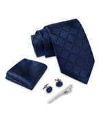 Massi Morino Krawatte mit Einstecktuch Set Herren inkl. Manschettenknöpfe, Krawattennadel und Geschenkbox - Männer Krawattenset zur Hochzeit