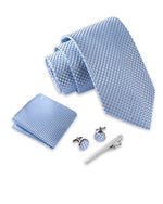 Massi Morino Krawatte mit Einstecktuch Set Herren inkl. Manschettenknöpfe, Krawattennadel und Geschenkbox - Männer Krawattenset zur Hochzeit