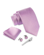 Massi Morino Krawatte mit Einstecktuch Set Herren inkl. Manschettenknöpfe, Krawattennadel und Geschenkbox - Männer Krawattenset zur Hochzeit