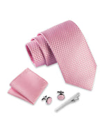 Massi Morino Krawatte mit Einstecktuch Set Herren inkl. Manschettenknöpfe, Krawattennadel und Geschenkbox - Männer Krawattenset zur Hochzeit