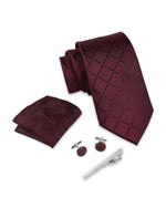 Massi Morino Krawatte mit Einstecktuch Set Herren inkl. Manschettenknöpfe, Krawattennadel und Geschenkbox - Männer Krawattenset zur Hochzeit