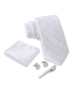 Massi Morino Krawatte mit Einstecktuch Set Herren inkl. Manschettenknöpfe, Krawattennadel und Geschenkbox - Männer Krawattenset zur Hochzeit