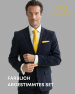 Massi Morino Krawatte mit Einstecktuch Set Herren inkl. Manschettenknöpfe, Krawattennadel und Geschenkbox - Männer Krawattenset zur Hochzeit