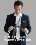 Massi Morino Krawatte mit Einstecktuch Set Herren inkl. Manschettenknöpfe, Krawattennadel und Geschenkbox - Männer Krawattenset zur Hochzeit
