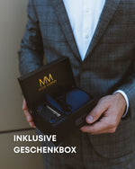 Massi Morino Krawatte mit Einstecktuch Set Herren inkl. Manschettenknöpfe, Krawattennadel und Geschenkbox - Männer Krawattenset zur Hochzeit