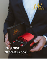 Massi Morino Krawatte mit Einstecktuch Set Herren inkl. Manschettenknöpfe, Krawattennadel und Geschenkbox - Männer Krawattenset zur Hochzeit