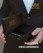 Massi Morino Krawatte mit Einstecktuch Set Herren inkl. Manschettenknöpfe, Krawattennadel und Geschenkbox - Männer Krawattenset zur Hochzeit