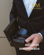 Massi Morino Krawatte mit Einstecktuch Set Herren inkl. Manschettenknöpfe, Krawattennadel und Geschenkbox - Männer Krawattenset zur Hochzeit