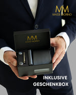 Massi Morino Krawatte mit Einstecktuch Set Herren inkl. Manschettenknöpfe, Krawattennadel und Geschenkbox - Männer Krawattenset zur Hochzeit