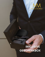 Massi Morino Krawatte mit Einstecktuch Set Herren inkl. Manschettenknöpfe, Krawattennadel und Geschenkbox - Männer Krawattenset zur Hochzeit