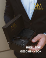 Massi Morino Krawatte mit Einstecktuch Set Herren inkl. Manschettenknöpfe, Krawattennadel und Geschenkbox - Männer Krawattenset zur Hochzeit