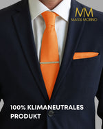 Massi Morino Krawatte mit Einstecktuch Set Herren inkl. Manschettenknöpfe, Krawattennadel und Geschenkbox - Männer Krawattenset zur Hochzeit