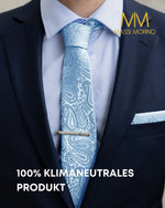 Massi Morino Krawatte mit Einstecktuch Set Herren inkl. Manschettenknöpfe, Krawattennadel und Geschenkbox - Männer Krawattenset zur Hochzeit