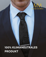 Massi Morino Krawatte mit Einstecktuch Set Herren inkl. Manschettenknöpfe, Krawattennadel und Geschenkbox - Männer Krawattenset zur Hochzeit