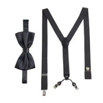 Massi Morino Hosenträger mit Fliege Set Herren und Damen inkl. verstellbarer Fliege und Geschenkbox - Y-Form Hosenträger zur Hochzeit