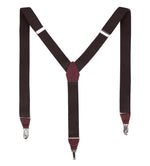 Massi Morino HosenträHerren 3,5 cm mit Echtleder - Y-Form Suspenders elastisch verstellbar inkl. Geschenkbox