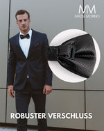 Massi Morino Fliege mit Einstecktuch Set Herren inkl. verstellbarer Schleife und Geschenkbox - Herren Fliegenset zur Hochzeit