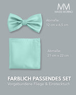 Massi Morino Fliege mit Einstecktuch Set Herren inkl. verstellbarer Schleife und Geschenkbox - Herren Fliegenset zur Hochzeit