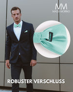 Massi Morino Fliege mit Einstecktuch Set Herren inkl. verstellbarer Schleife und Geschenkbox - Herren Fliegenset zur Hochzeit