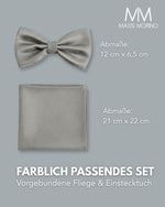 Massi Morino Fliege mit Einstecktuch Set Herren inkl. verstellbarer Schleife und Geschenkbox - Herren Fliegenset zur Hochzeit